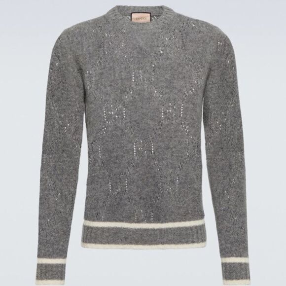 Gucci Other - GUCCI Men’s perforated GG logo wool sweater Medium NWT